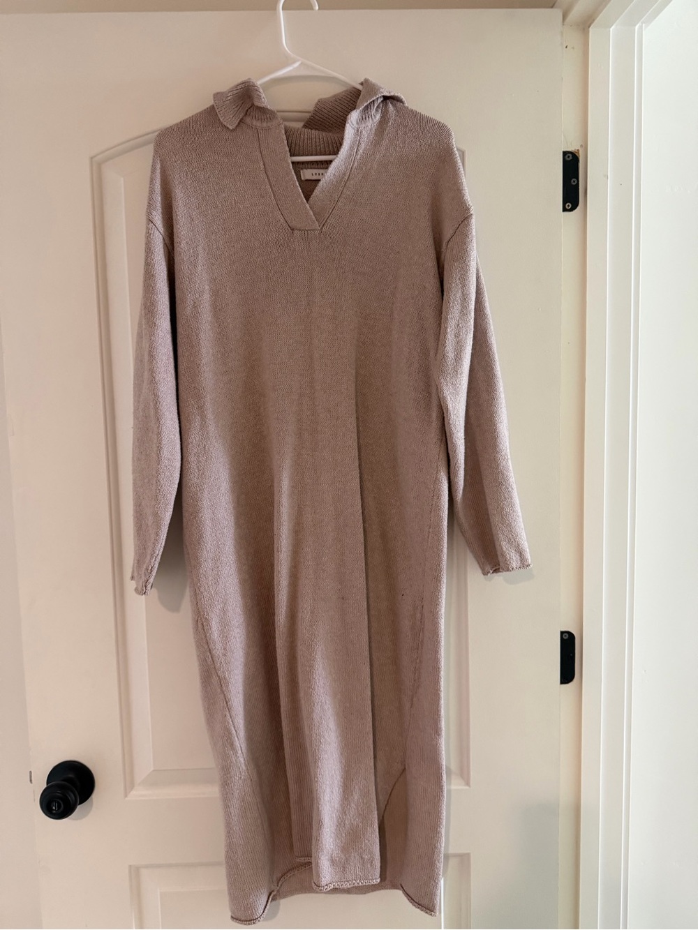 Lush Knit Collared Sweater Dress - Beige